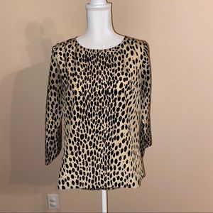 Jcrew Leopard Print 3/4 Sleeve Blouse Size Small